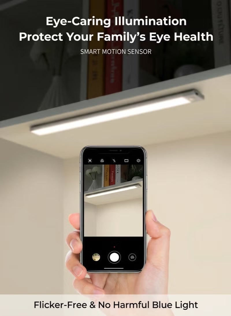 Fullight LED Motion Sensor Magnetic Cabinet Light with Remote Control, Rechargeable 3-Color Dimmable Stick-On Light for Closets, Cabinets, Bedside and Study Areas - Image 4